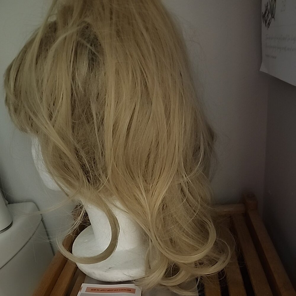 Thick Ponytail Claw Clip in As Human Hair Extension Ash Blonde Hairpiece 22"